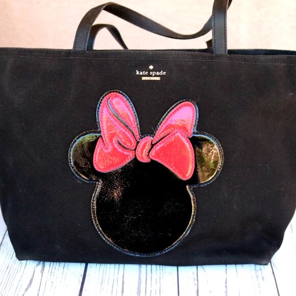 Kate Spade Minnie Mouse Red Bow Francis Canvas Tote Bag Purse Shopper - Picture 1 of 16